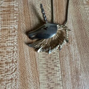 Gold Unicorn Pendant Necklace vintage